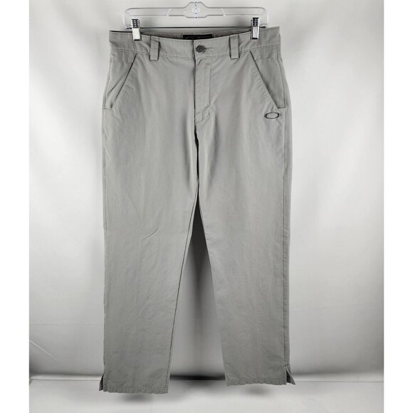 Oakley Pants Mens 33x31 Gray Golf Pants Straight Leg Slits - Picture 1 of 8